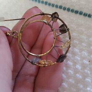 Gold plated multistone French hook earrings